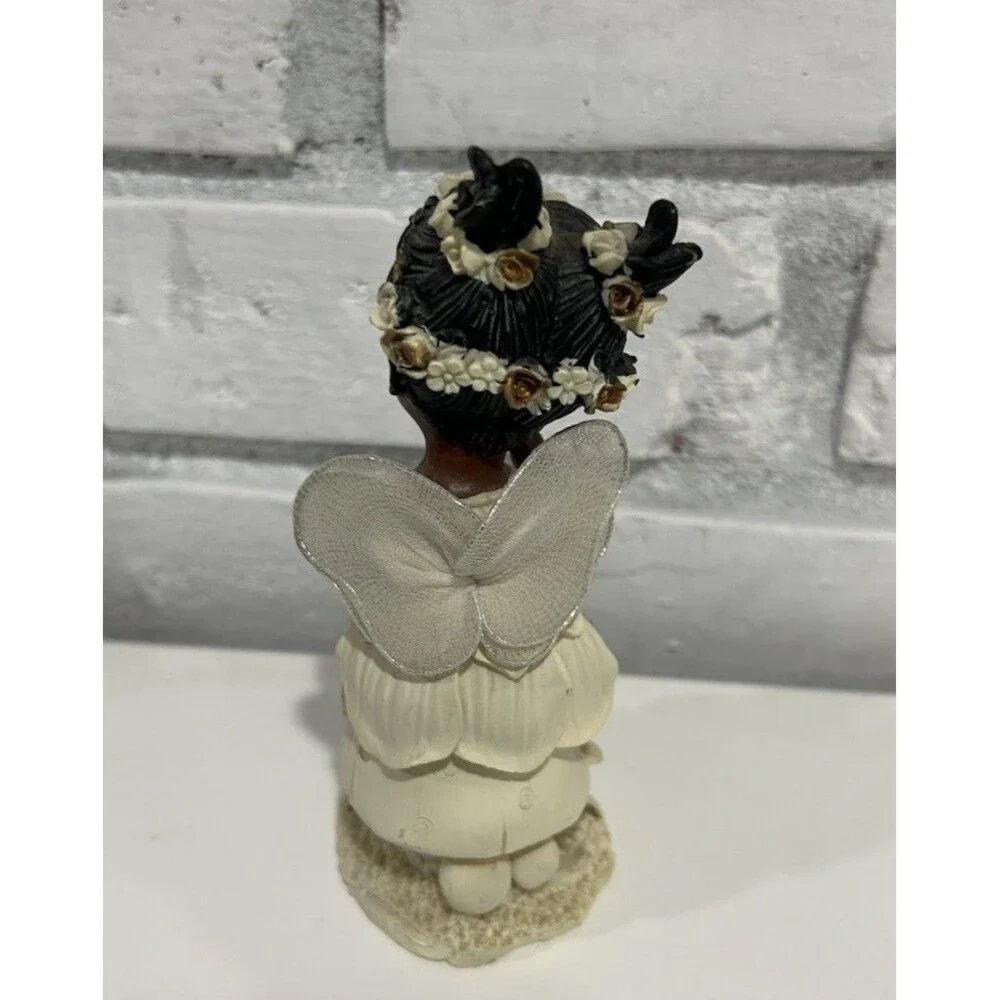 SITCO  6” African American Angel / Fairy Girl Figurine Flower Garden